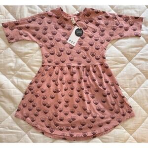 NWT Huxbaby Kids Pink Rainbow Hearts Swirl Swing Dress Girls Size 8